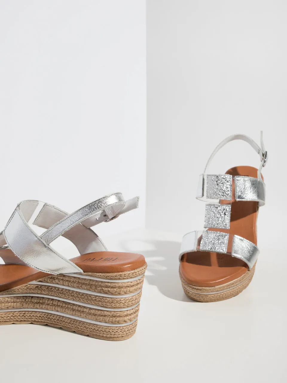 Silver T-Strap Sandals