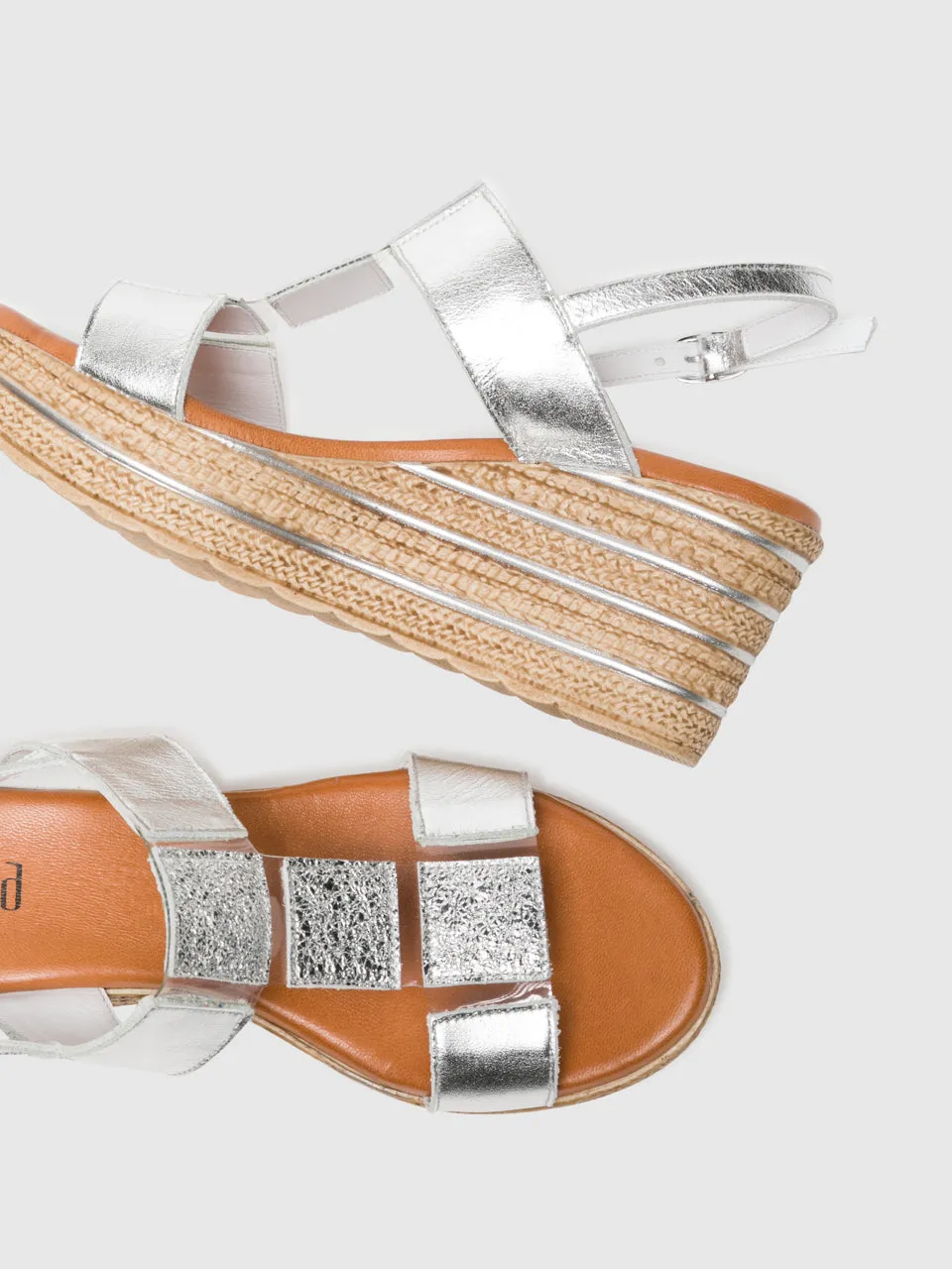 Silver T-Strap Sandals