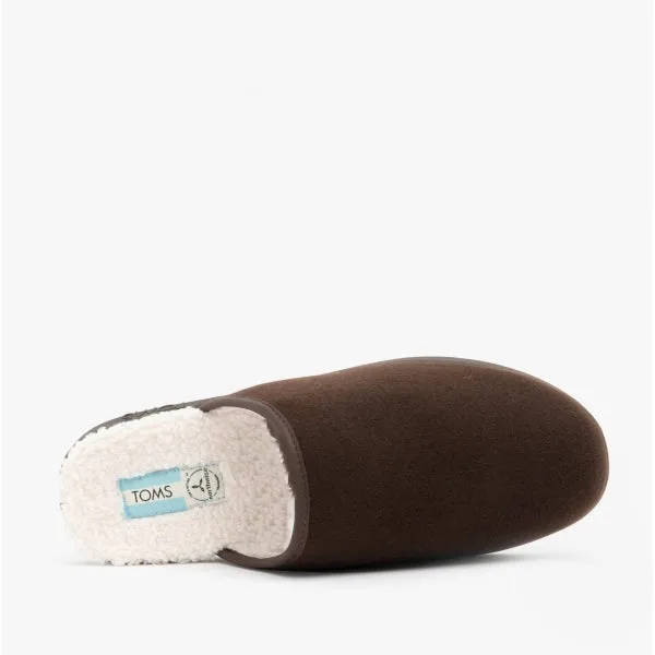 TOMS HARBOR Mens Felt Mule Slippers Brown