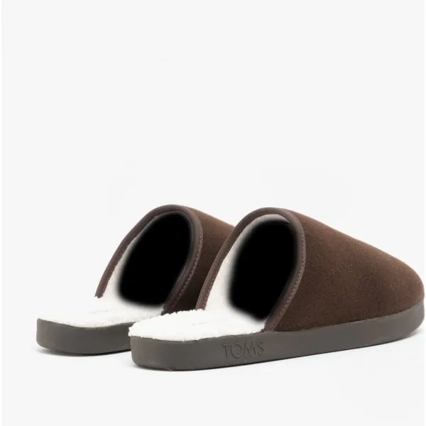 TOMS HARBOR Mens Felt Mule Slippers Brown