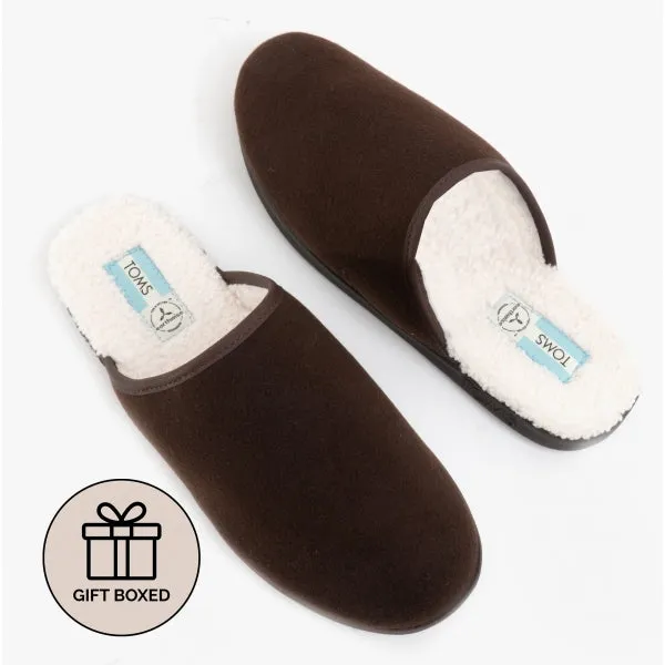 TOMS HARBOR Mens Felt Mule Slippers Brown