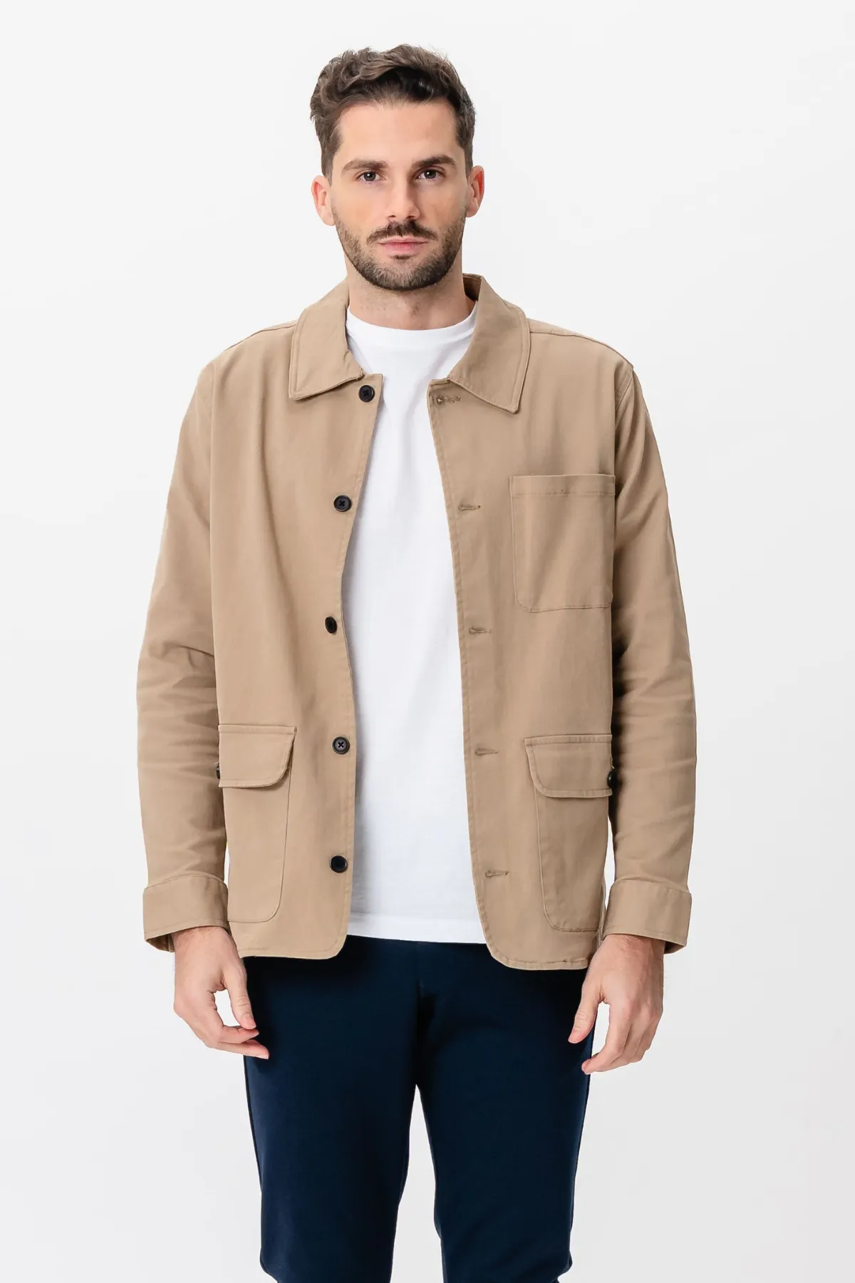 Twill Shirt Jacket - Dark Sand