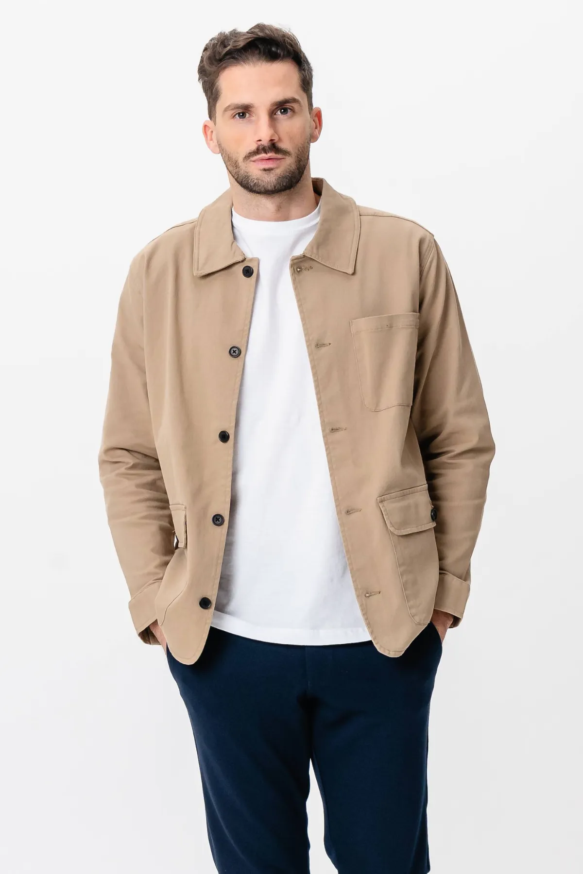 Twill Shirt Jacket - Dark Sand