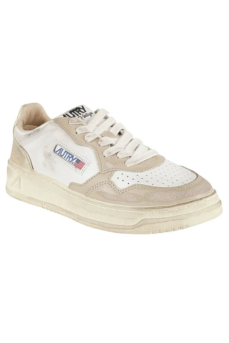 Vintage-Inspired White Sup Vint Leather Sneakers