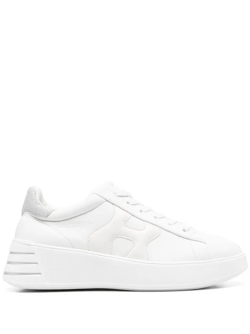 White Sneakers With Elevated Sole And Padded Collar