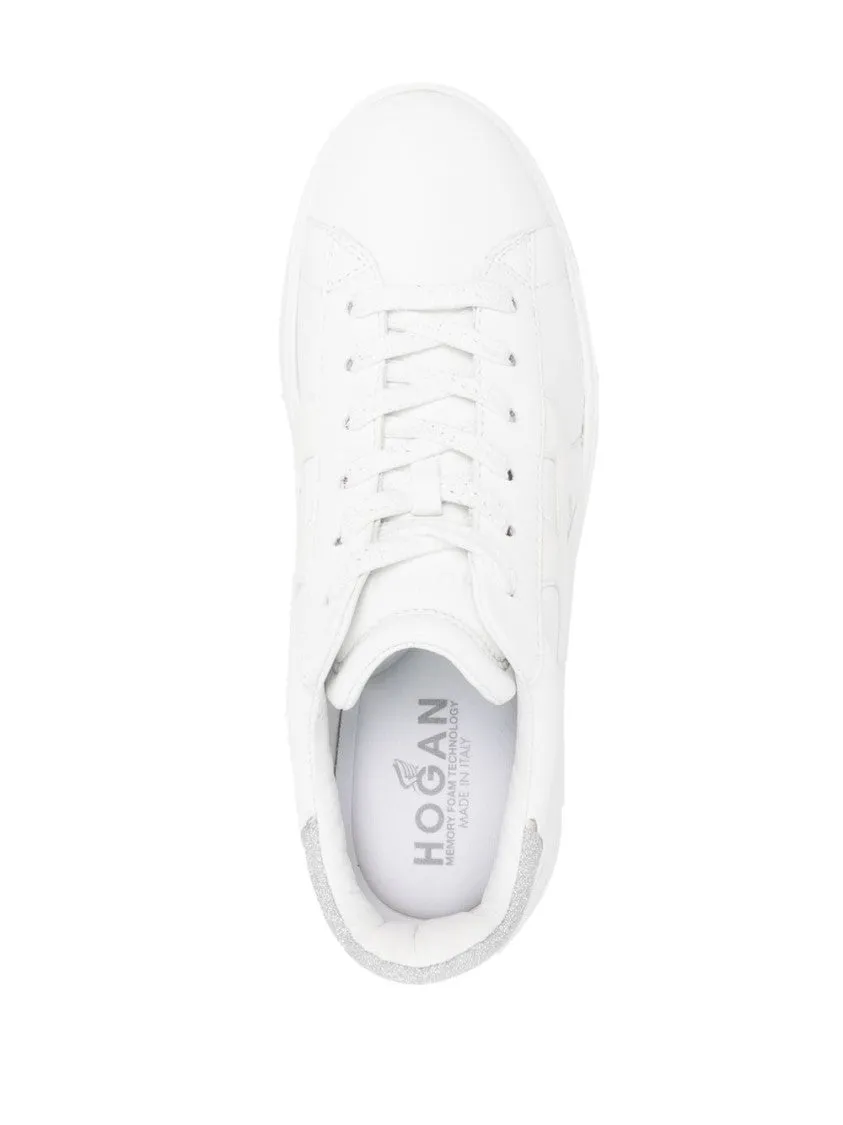 White Sneakers With Elevated Sole And Padded Collar